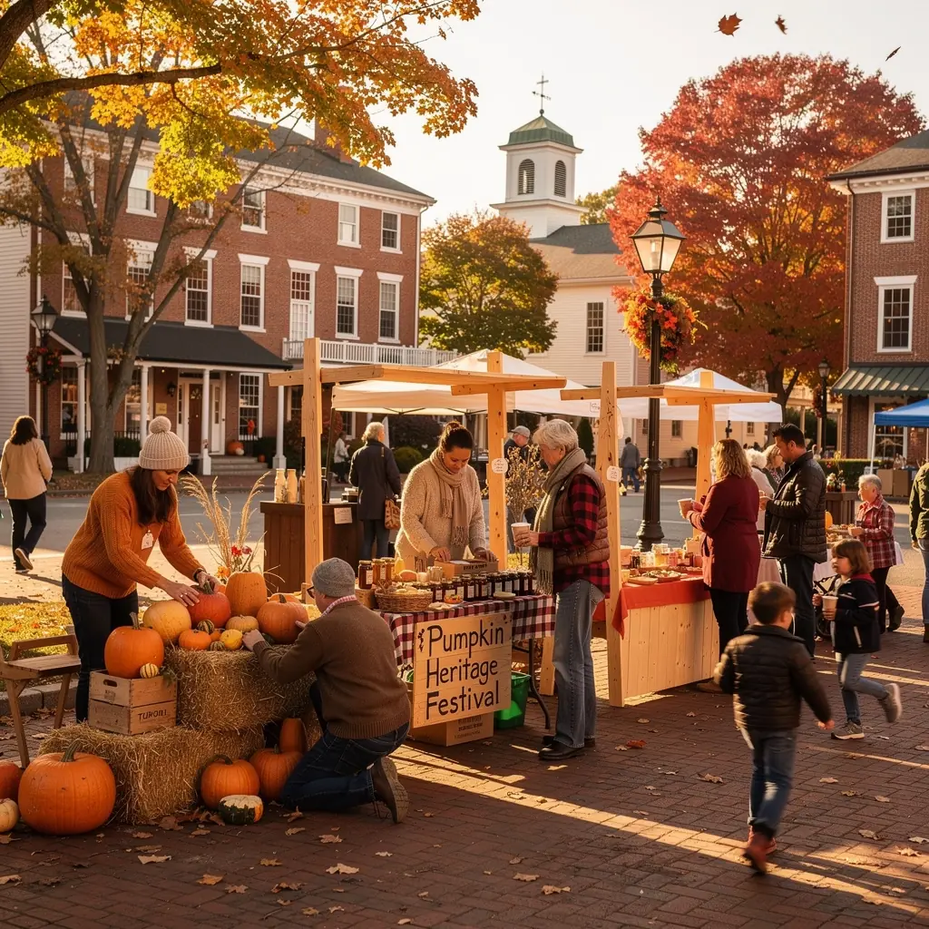Grupa podróżników odkrywających historyczne miejsca w urokliwej, wiejskiej okolicy.